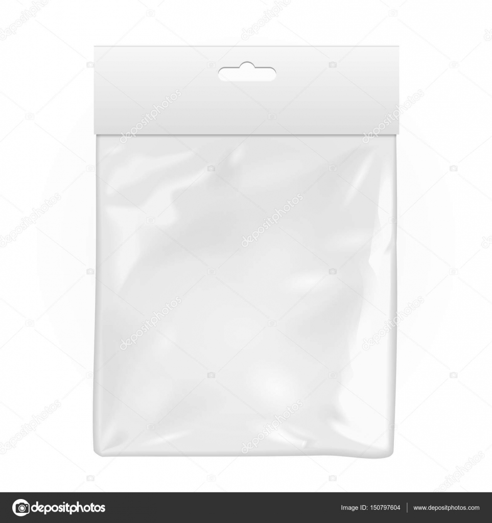 Download White Blank Plastic Pocket Bag. Transparent. With Hang ...