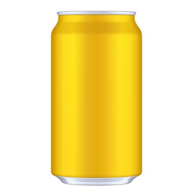 Sarı, turuncu, altın boş Metal alüminyum 330ml içecek içki yapabilmek illüstrasyon izole. Şablon hazır tasarımınız için alay. Vektör Eps10