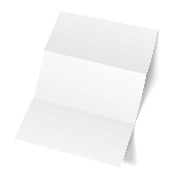 Κενό Trifold χαρτί φυλλάδιο, φέιγ βολάν, μεγάλου σχήματος, ιπτάμενο, θύλακα, φύλλο Α4 με σκιές. Σε λευκό φόντο απομονωμένες. Mock Up έτοιμο πρότυπο για το σχεδιασμό σας. Διάνυσμα Eps10 — Διανυσματικό Αρχείο