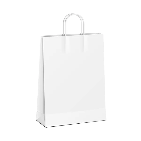 Μεταφορέας χαρτί τσάντα λευκό. Εικονογράφηση που απομονώνονται σε λευκό φόντο. Mock Up έτοιμο πρότυπο για το σχεδιασμό σας. Προϊόντος συσκευασία διάνυσμα Eps10 — Διανυσματικό Αρχείο