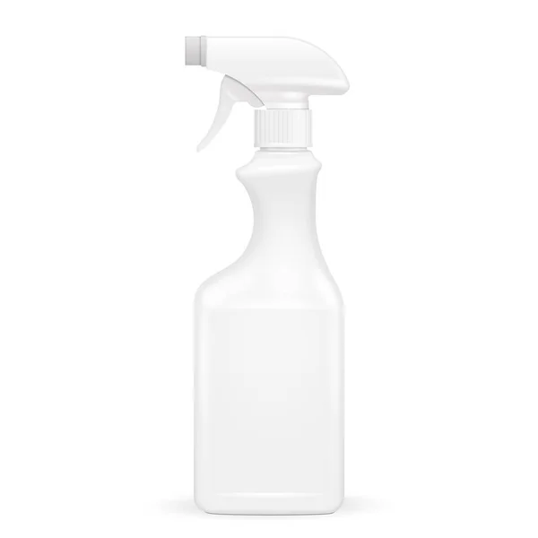 Botella de plástico blanco pulverizador pistola en blanco. Ilustración Aislado sobre fondo blanco. Plantilla Mock Up listo para su diseño. Vector EPS10 — Vector de stock