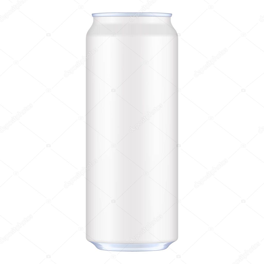 White Metal Aluminum Beverage Drink Can 500ml. Mockup Template Ready For Your Design. Isolated On White Background. Product Packing. Vector EPS10 Product Packing Vector EPS10