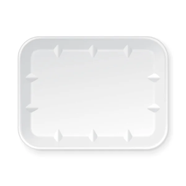 Λευκό κενό κενό Styrofoam δοχείο πλαστικό τροφίμων δίσκο. Εικονογράφηση που απομονώνονται σε λευκό φόντο. Mock Up πρότυπο έτοιμο για το σχέδιό σας. Διάνυσμα Eps10 — Διανυσματικό Αρχείο