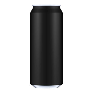 Siyah Metal alüminyum içecek 500 ml. Mockup şablon hazır tasarımınız için olabilir. Beyaz arka plan üzerinde izole. Ürün Ambalaj. Vektör Eps10 ürün ambalaj vektör Eps10