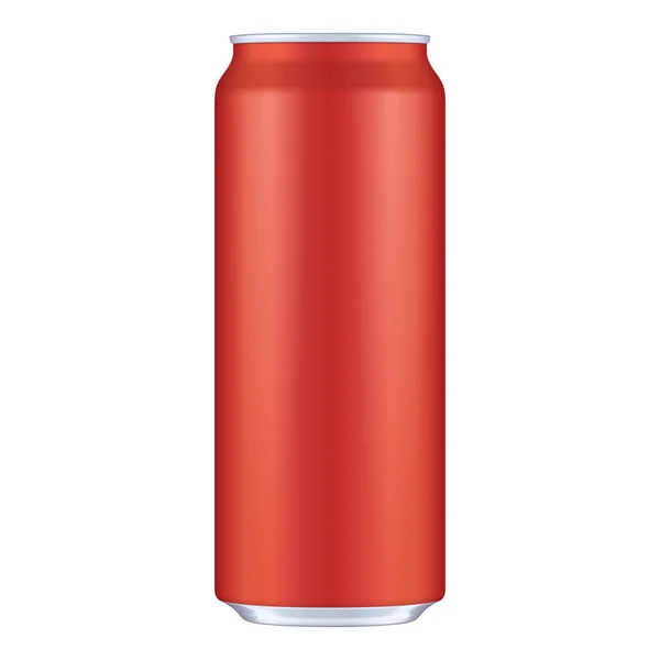 Bebida de aluminio de metal rojo Bebida lata 500ml. Plantilla de maqueta lista para tu diseño. Aislado sobre fondo blanco. Embalaje del producto. Vector EPS10 Producto Embalaje Vector EPS10 — Vector de stock