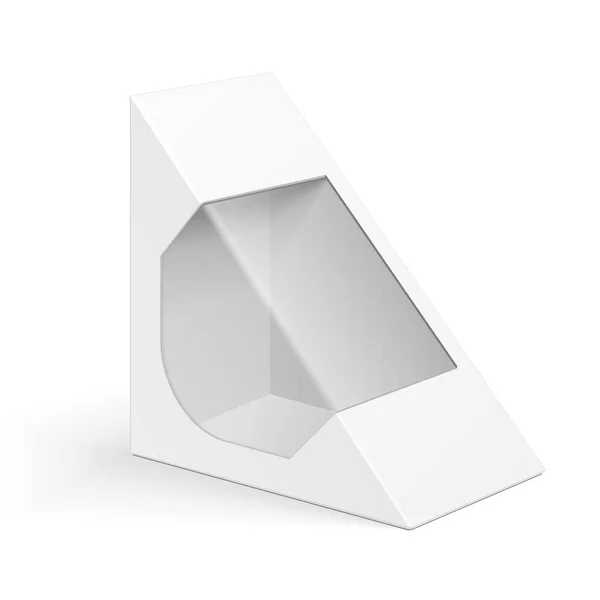 Biały trójkąt tekturowe pudełko na Kanapki, jedzenie, prezent lub innych produktów. Ilustracja na białym tle. Makiety gotowy szablon dla Twojego projektu. Eps10 Vector opakowania produktu — Wektor stockowy