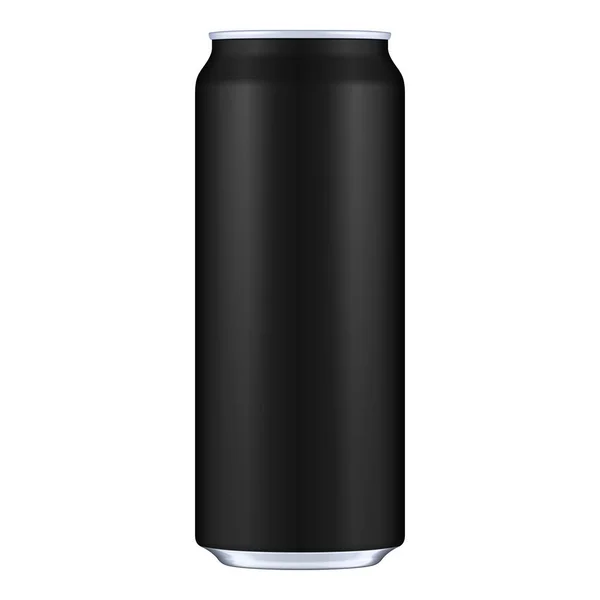 Minuman Aluminium Metal Hitam bisa 500ml. Templat Mockup Siap Untuk Desain Anda. Terisolasi di White Background. Pengepakan Produk. Vektor EPS10 Pengepakan Produk Vektor EPS10 - Stok Vektor