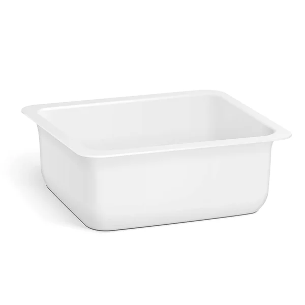 Bílá Prázdné prázdné polystyrénové plastové jídlo zásobník box otevřen, kryt. Ilustrace izolovaná na bílém pozadí. Falešná šablona připravena pro váš design. Vektor EPS10 — Stockový vektor