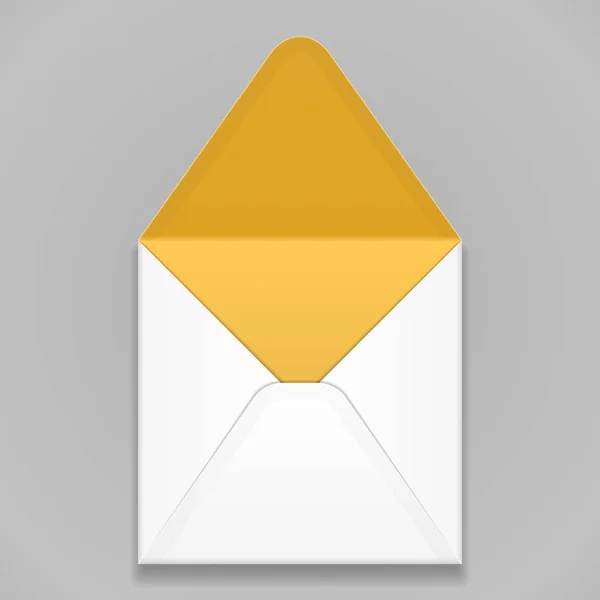 Witte geel oranje lege envelop. Illustratie geïsoleerd op een grijze achtergrond. Mock Up sjabloon klaar voor uw ontwerp. Vector Eps10 — Stockvector