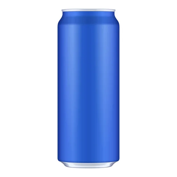 Blauwe metalen aluminium drank drinken kan 500 ml. Mockup sjabloon klaar voor uw ontwerp. Geïsoleerd op een witte achtergrond. Product verpakking. Vector Eps10 Product verpakking Vector Eps10 — Stockvector