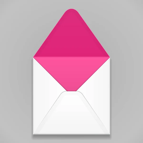 Wit roze Violet paars lege envelop. Illustratie geïsoleerd op een grijze achtergrond. Mock Up sjabloon klaar voor uw ontwerp. Vector Eps10 — Stockvector