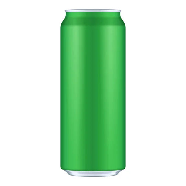 Zelený kovový hliník nápoj nápoj může 500 ml. makety šablony připravené pro váš návrh. Izolované na bílém pozadí. Balení produktu. Vektor Eps10 produkt balení vektor Eps10 — Stockový vektor