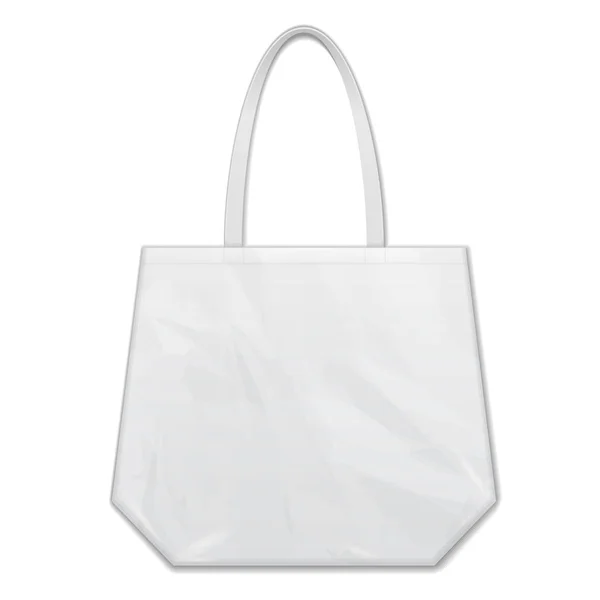 Textilstoff Baumwolle Handtasche Öko-Plastiktüte Paket weiß graue Skala. Illustration isoliert auf weißem Hintergrund. mock up Vorlage bereit für Ihr Design. Vektor eps10 — Stockvektor