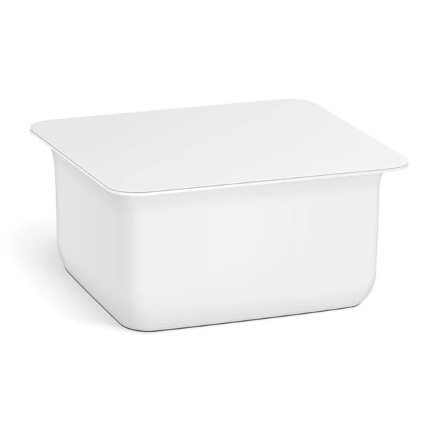 Λευκό κενό πλαστικό δοχείο δοχείων τροφίμων Styrofoam κενό κουτί άνοιξε, κάλυψη. Εικονογράφηση απομονωμένη σε λευκό φόντο. Ετοίμασε το πρότυπο έτοιμο για το σχέδιό σου. Διάνυσμα EPS10 — Διανυσματικό Αρχείο