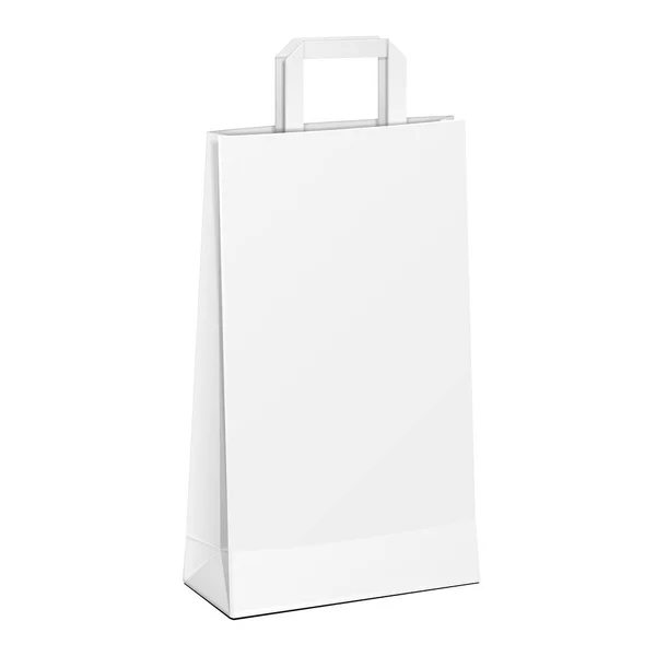 Carrier Paper Bag White. Illustration Isolated On White Background. Mock Up Template Ready For Your Design. Product Packing Vector EPS10 — Stock Vector