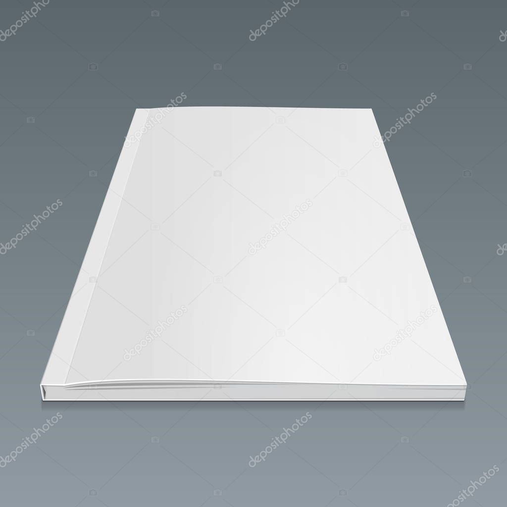 Blank Cover Of Magazine, Book, Booklet, Brochure. Illustration Isolated On Gray Background. Mock Up Template Ready For Your Design. Vector EPS10