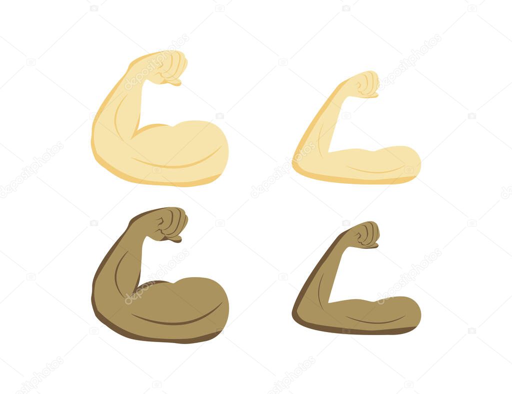 Flexed bicep color icon. Strong emoji. Muscle. Bodybuilding, workout. Mans arm, forearm. Isolated vector illustration. Flexing bicep muscle strength or arm workout icon for exercise apps and websites