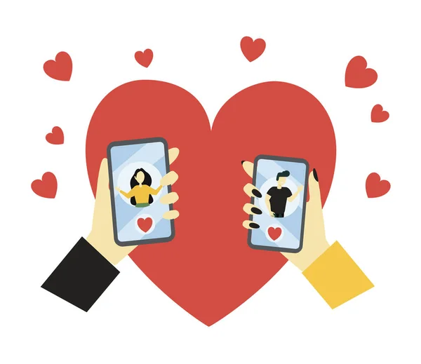 Dating App Met Behulp Van Vector Illustraties Set Bijeenkomst Website — Stockvector