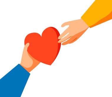 Gönüllü vektör çizimi. Tarz sahibi ve soyut takım, hayır işlerine yardım eder ve umudu paylaşır. İlgi, sevgi ve iyi bir kalp