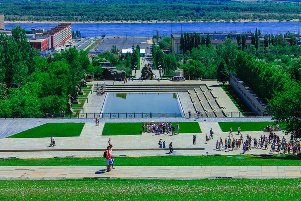 Heroes Square Mamaev Kurgan Vue Dessus Volgograd Mémorial Complexe Motherland — Photo