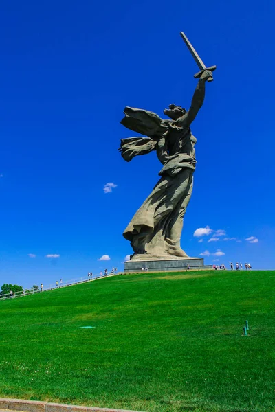 Statue Femme Avec Une Épée Mamaev Monticule Russie Sculpture Une — Photo