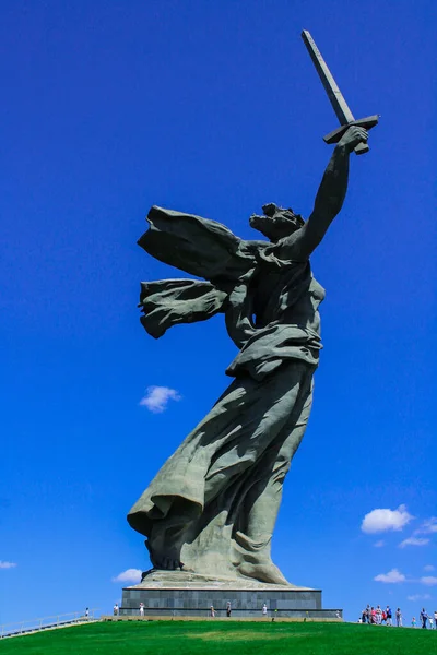 Estatua Mujer Con Una Espada Mamaev Montículo Rusia Escultura Una —  Fotos de Stock