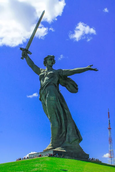 Statue Femme Avec Une Épée Mamaev Monticule Russie Sculpture Une — Photo