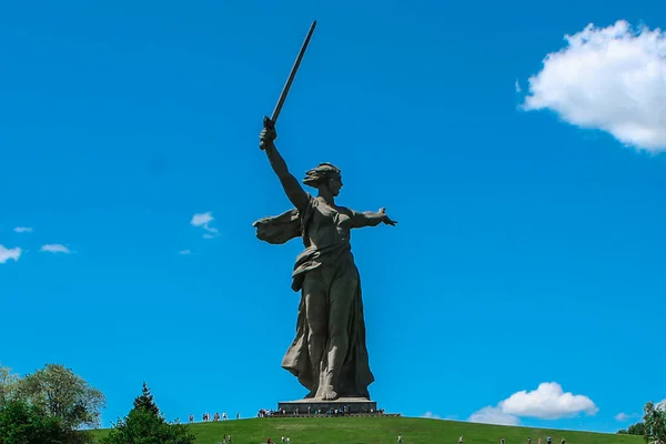 Statue Femme Avec Une Épée Mamaev Monticule Russie Sculpture Une — Photo