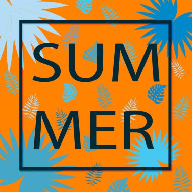 Palmiye yaprakları ve egzotik bitkilerle yazlık tropikal afişler. .Vektör illüstrasyon tasarım tebrik kartları, kartpostallar