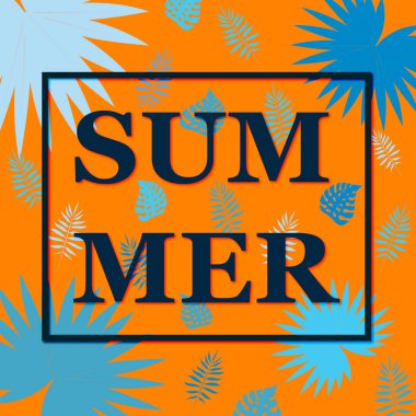 Palmiye yaprakları ve egzotik bitkilerle yazlık tropikal afişler. .Vektör illüstrasyon tasarım tebrik kartları, kartpostallar