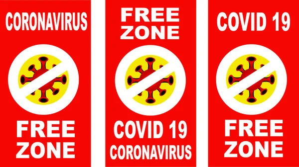 Αυτοκόλλητο Ζώνης Χωρίς Ιούς Coronavirus Banner Πρότυπο Φυλλάδιο Covid Ελεύθερη — Διανυσματικό Αρχείο