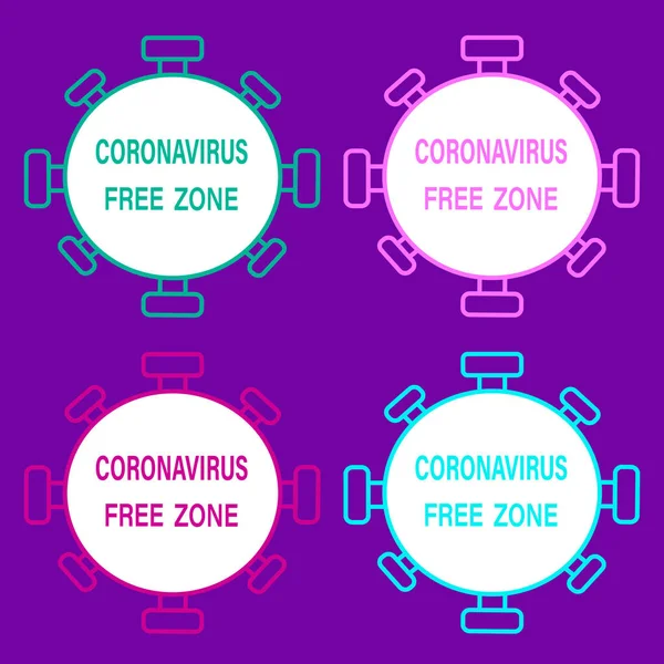 Stoppa Coronavirus Karantän Covid Virusfri Zon Klistermärke Med Inskription Mall — Stock vektor