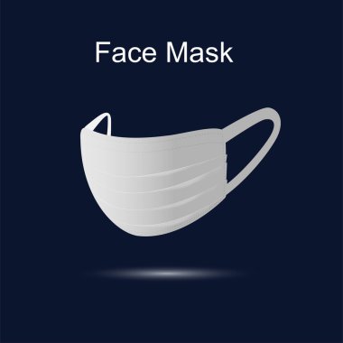 Tıbbi yüz maskesi, doktor vektör illüstrasyonunun beyaz tıbbi maskesi..