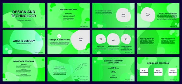 Plantillas Presentación Diseño Tecnología Con Color Verde Claro Infografía Vectorial — Archivo Imágenes Vectoriales