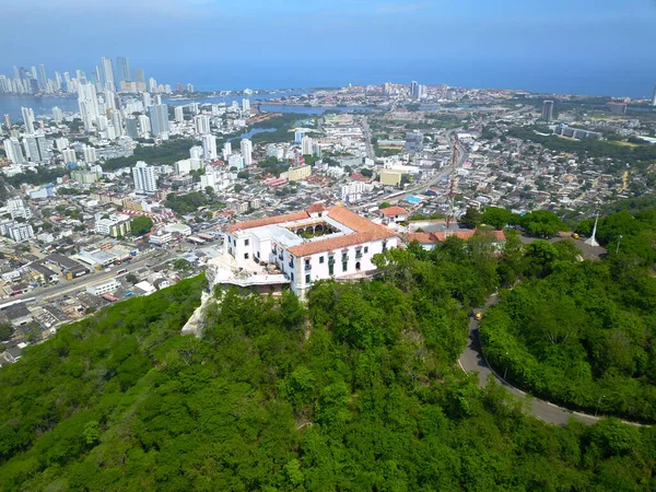Vista Aérea Del Cerro Popa Bahía Cartagena Colombia — Foto de Stock