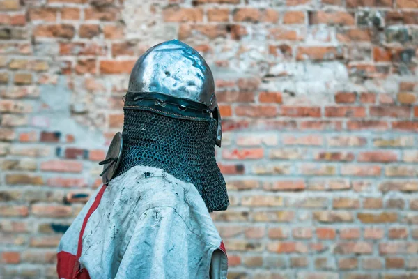 Средневековый Рыцарь Доспехах Голову Шлем — стоковое фото