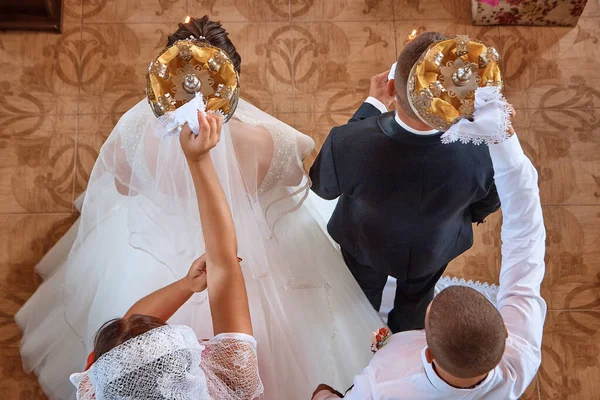Bröllop Kyrkan Ovanifrån Förberedelse För Bröllopet Bröllopsseder Traditioner — Stockfoto
