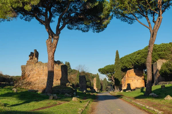 Tronçon Voie Appienne Une Des Rues Les Importantes Empire Romain — Photo