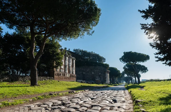 Appia Antica Mentén Casal Rotondo Mauzóleum Mellett Található Egy Építészeti — Stock Fotó