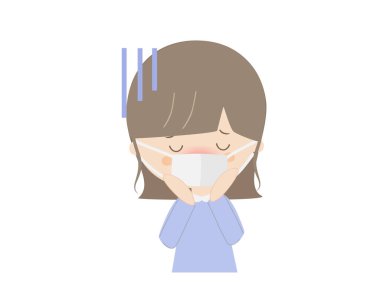 Sıcaktan hasta gibi görünen bir kızın resmi..