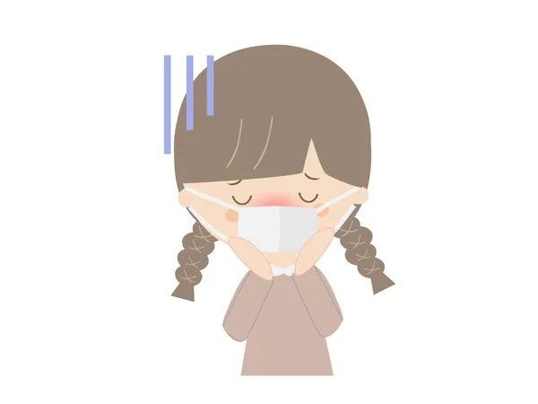 Ilustracja Dziewczyny Która Wydaje Się Być Chora Gorąca — Wektor stockowy