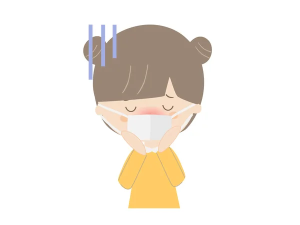 Una Ilustración Una Chica Que Parece Estar Enferma Calor — Vector de stock