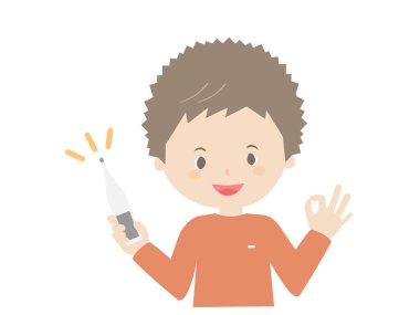 Termometreyle iyi poz veren bir adam.