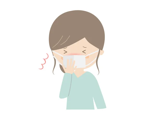 Linda Ilustración Una Mujer Joven Estornudando — Vector de stock