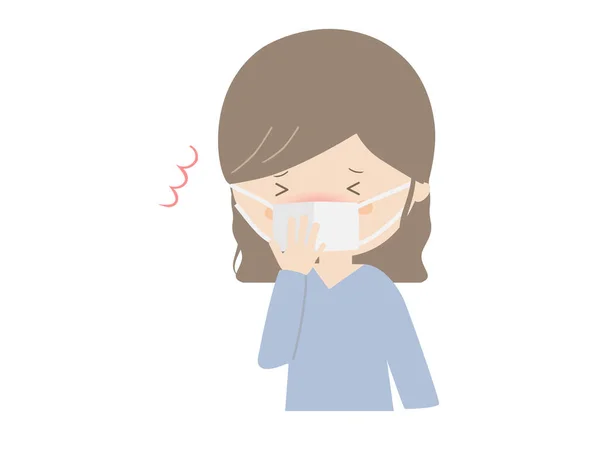 Cute Illustration Young Woman Sneezing — Stock Vector