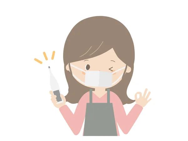 Sebuah Ilustrasi Lucu Dari Seorang Gadis Memegang Termometer - Stok Vektor