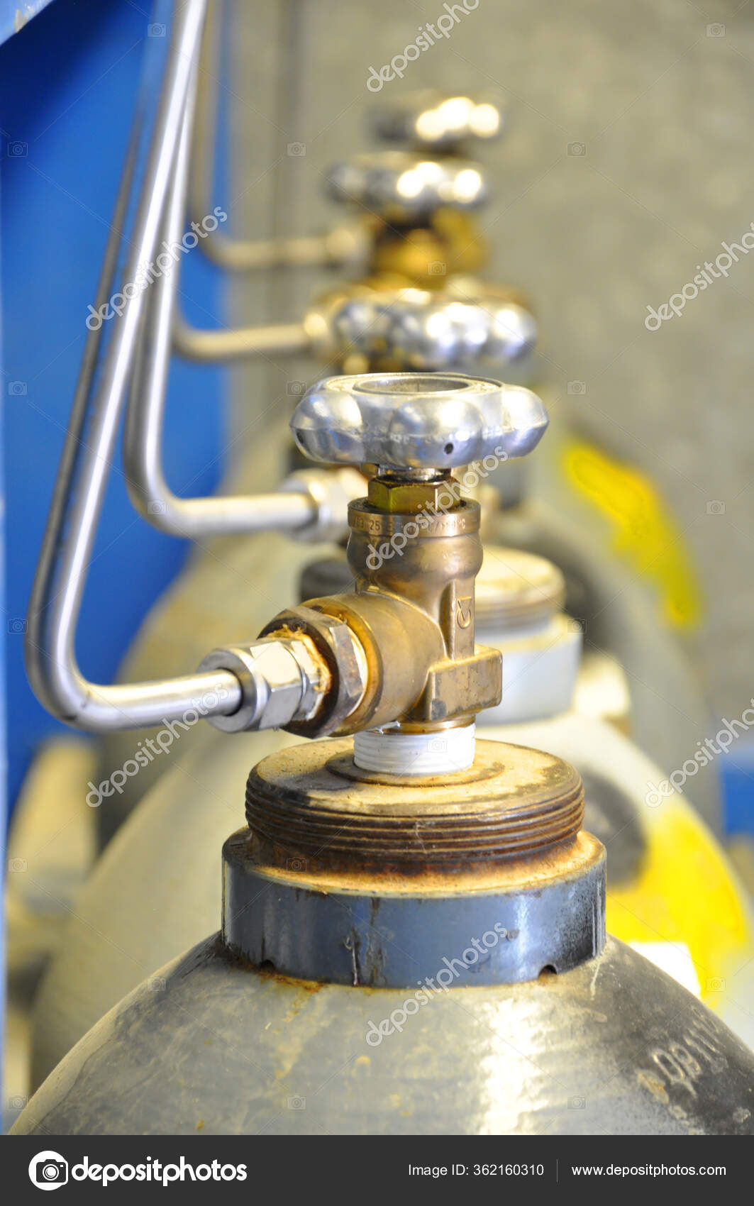 Rack Nitrogen Bottles — Stock Photo © photostockbk.ru 362160310