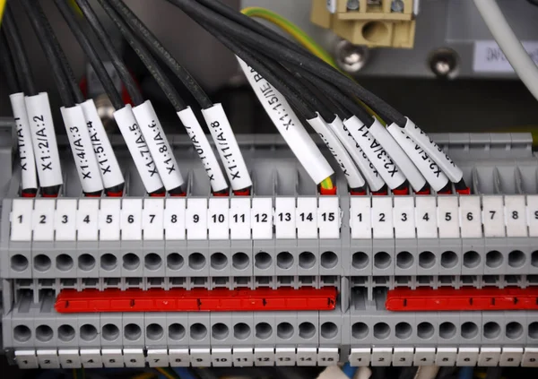 The wiring connections to the terminal