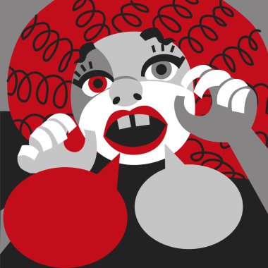 Delilik konsepti. Kızıl saçlı Wonam.