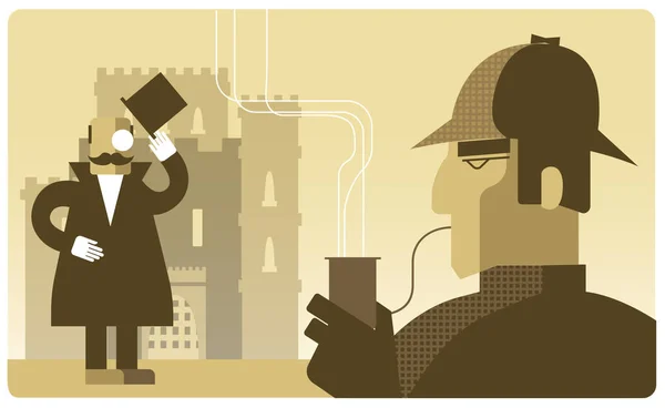 Sherlock Holmes Profesor Moriarty Detective Con Una Pipa — Archivo Imágenes Vectoriales
